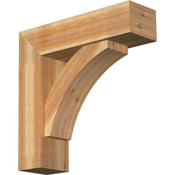 Ekena Millwork Thorton Block Rough Sawn Bracket w/ Offset Brace, Western Red Cedar, 8"W x 28"D x 28"H BKT0806X28X28THR05RWR - main